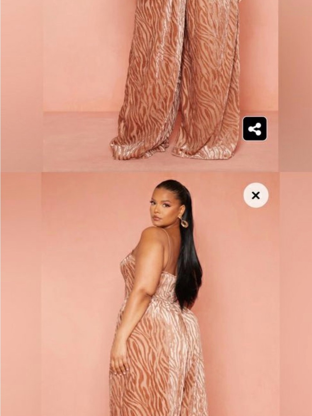 Pretty Little Thing Plus Mocha Devore Cup Detail Wide Leg Jumpsuit